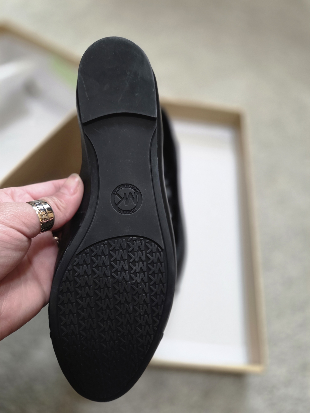 Michael Kors Black Alice Ballet Flats with Gold Accent - Picture 2 of 4